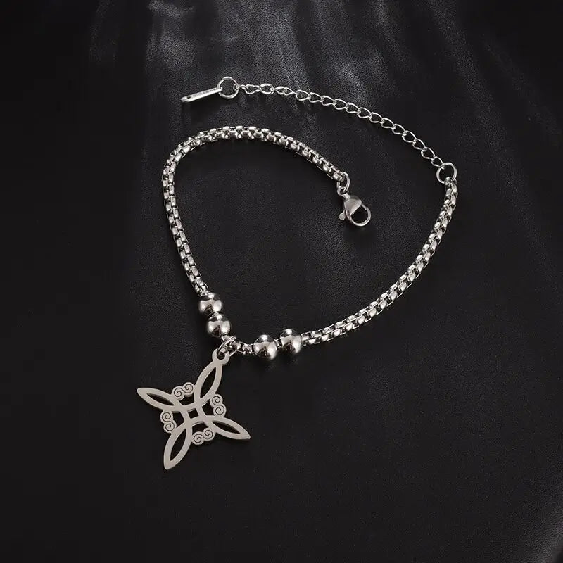 Witch Knot Necklace Stainless Steel Magic Knot Pagan Witchcraft Symbols Pendant Celtic Knot Necklace Jewelry Gifts for Women-Dollar Bargains Online Shopping Australia