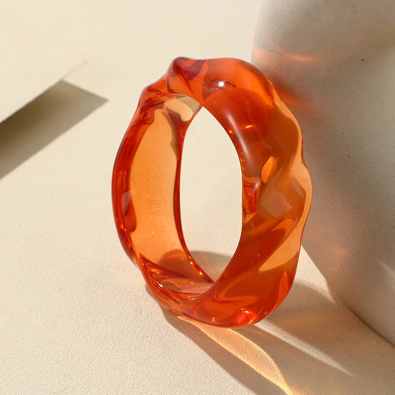 Transparent Resin Acrylic Bangles For Women Geometry Round Bangle Bracelets Charm Thick Simple Party Hand Jewelry-Dollar Bargains Online Shopping Australia