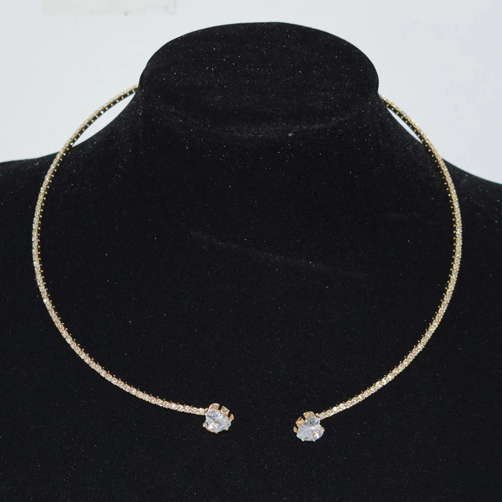 Necklace Women Simple Classic Rhinestones Choker Neck Necklaces Jewelry Open Collar Gift-Dollar Bargains Online Shopping Australia