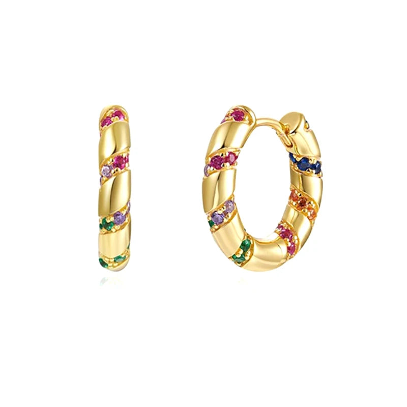Gold Filled Stud Earrings Set For Women Ear Cuffs Colorful Zircon Dangle Hoop Earrings Fashion Party Jewelry-Dollar Bargains Online Shopping Australia