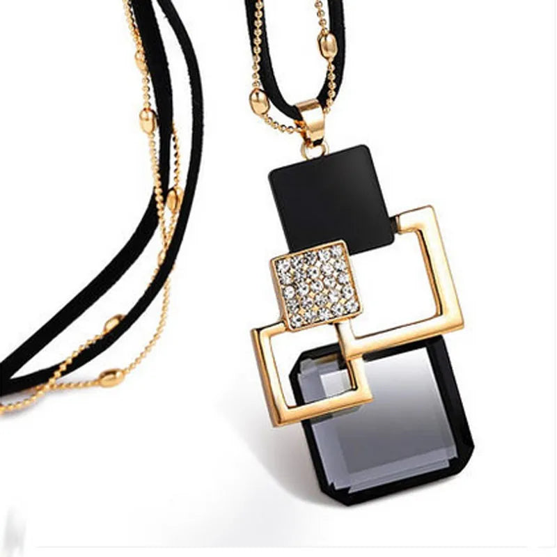 Long Necklaces Pendants Women Geometric Statement Maxi Fashion Crystal Jewelry-Dollar Bargains Online Shopping Australia