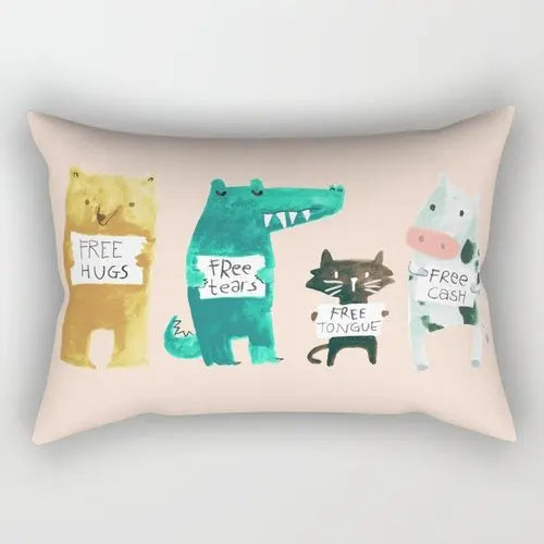 Nordic Cartoon Animal Throw Pillow Rectangular Sofa Cushion Lumbar Pillow Cushion Bedroom Pillow Living Room decoration-Dollar Bargains Online Shopping Australia