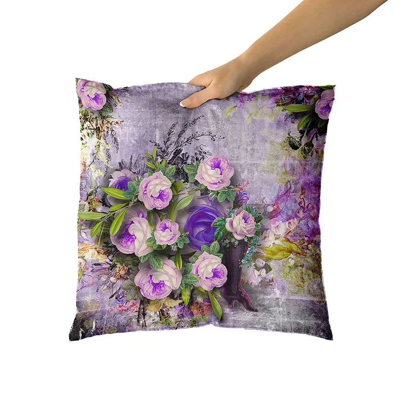 Happy Easter Day Purple Flower Pillow Case Hydrangea Lavender Rose Forest Pillowslip Cushion Covers Sofa Living Room-Dollar Bargains Online Shopping Australia
