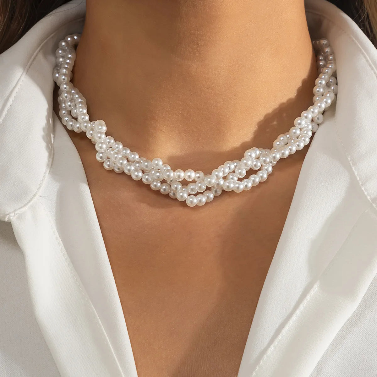 Beads Chain Kpop Pearl Choker Necklace Silver Color Goth Chocker Jewelry On The Neck Pendant For Women Girl Collar-Dollar Bargains Online Shopping Australia