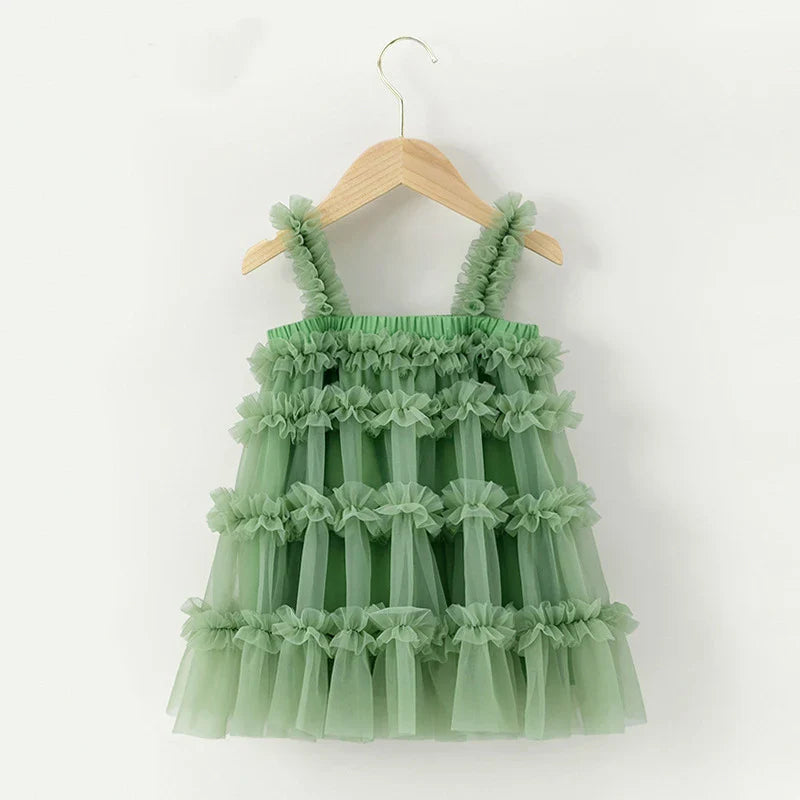 Girls Dresses Fluffy Mesh Halter Cake Puffy Dress Holiday Party Girls Clothing Cute Princess Frock-Dollar Bargains Online Shopping Australia