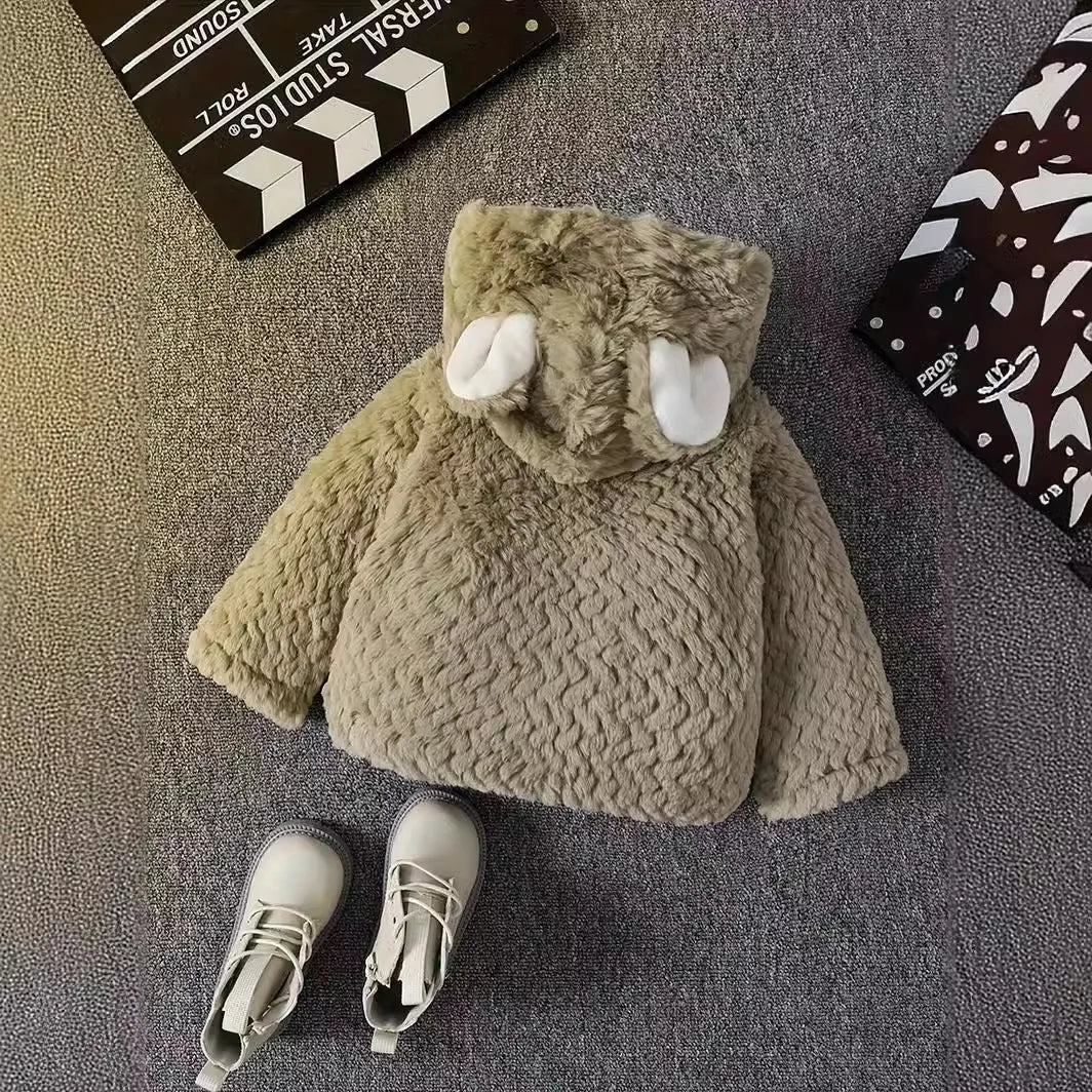 Babies and Children, Boys and Girls, Spring, Autumn and Early Winter Hooded Ears Long Sleeved Zippered Small Jacket