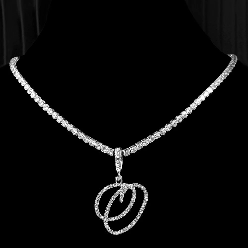 Cursive Letters Cubic Zirconia Chain Name Necklace Hip Hop Jewelry Gold Silver Color CZ-Dollar Bargains Online Shopping Australia