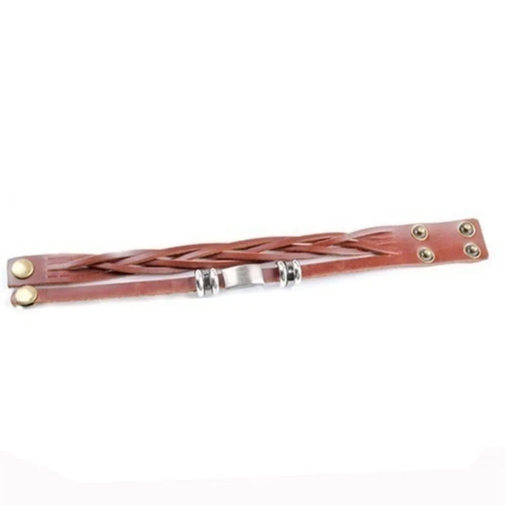 Mens Vintage Multilayer Braided Faux Leather Bangle Cuff Bracelet Wristband-Dollar Bargains Online Shopping Australia