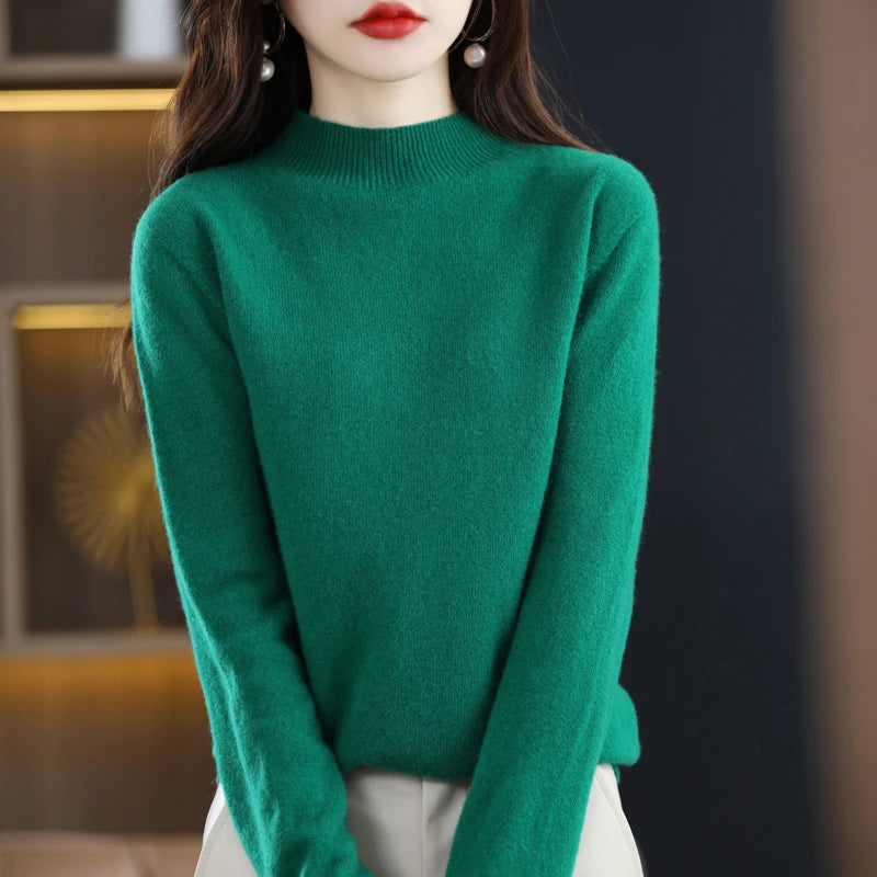 100% Pure Wool Half-neck Pullover Cashmere Sweater Women's Casual Knit Top-Dollar Bargains Online Shopping Australia