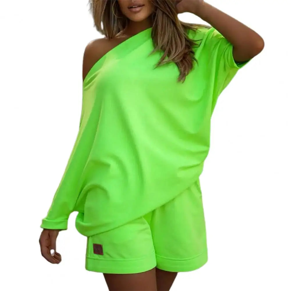 2 Pcs/Set Trendy Women Tracksuit Short Pants Women Shorts Set Pullover Young Style Women Tracksuit Set Energetic-Dollar Bargains Online Shopping Australia