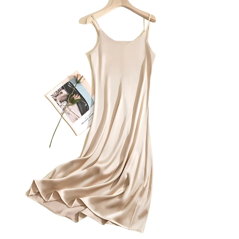 Women Adjustable Strap Satin Long Birthday Party Dresses Maxi Beach Sundress Robe-Dollar Bargains Online Shopping Australia