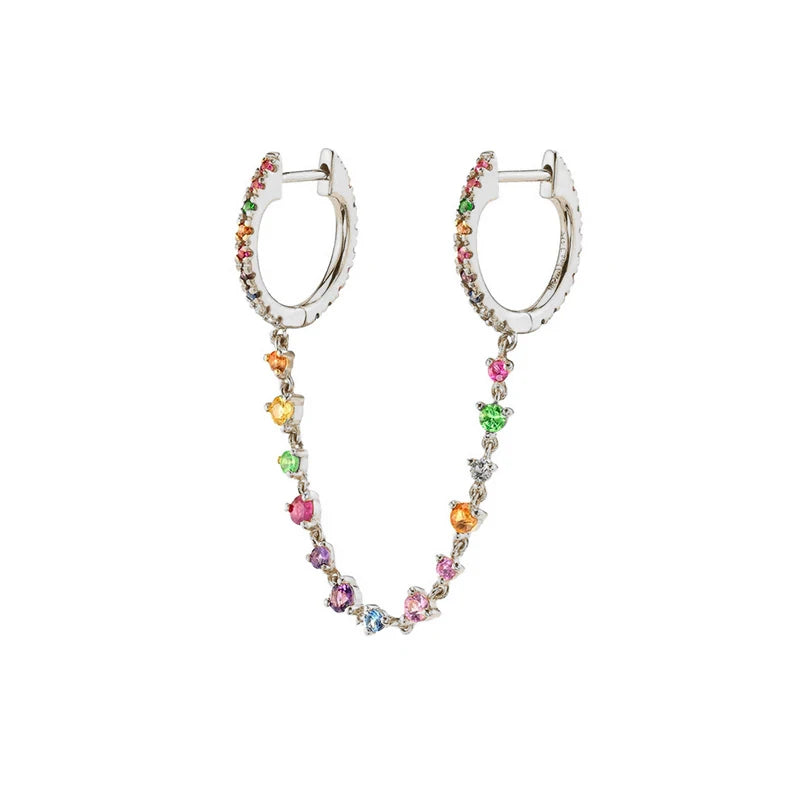 Gold Filled Stud Earrings Set For Women Ear Cuffs Colorful Zircon Dangle Hoop Earrings Fashion Party Jewelry-Dollar Bargains Online Shopping Australia