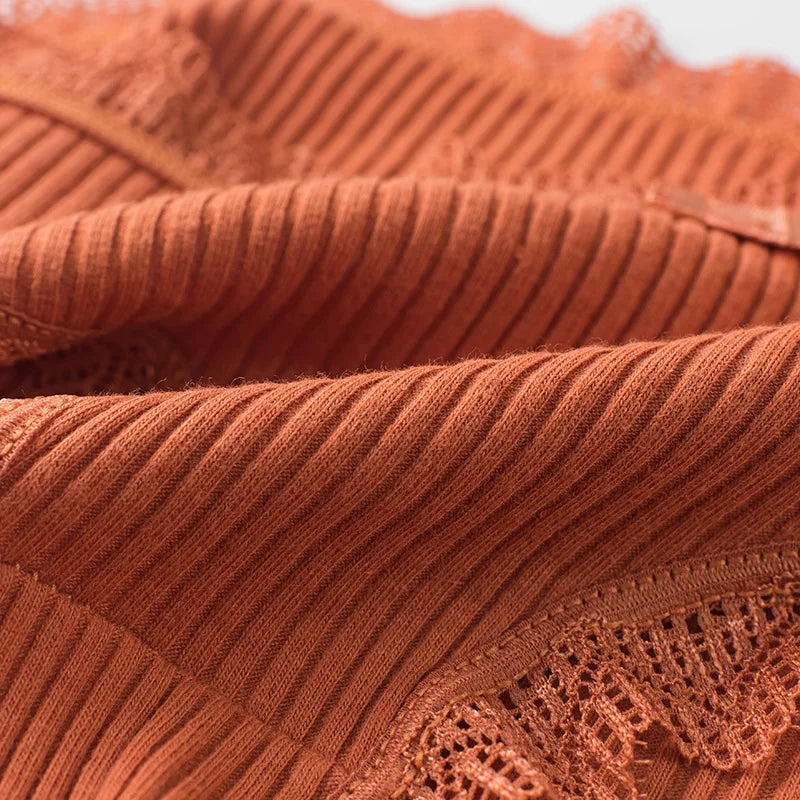 3PCS/Lot  Briefs Women Middle Waist Cotton Underwear Bowtie Panties Breathable Lace Intimates Antibacterial