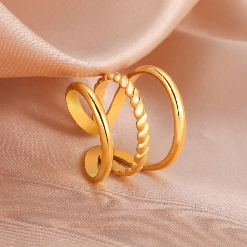Women Rings Geometric Heart Aesthetic Adjustable Open Finger Ring Fashion Party Jewelry Gifts-Dollar Bargains Online Shopping Australia