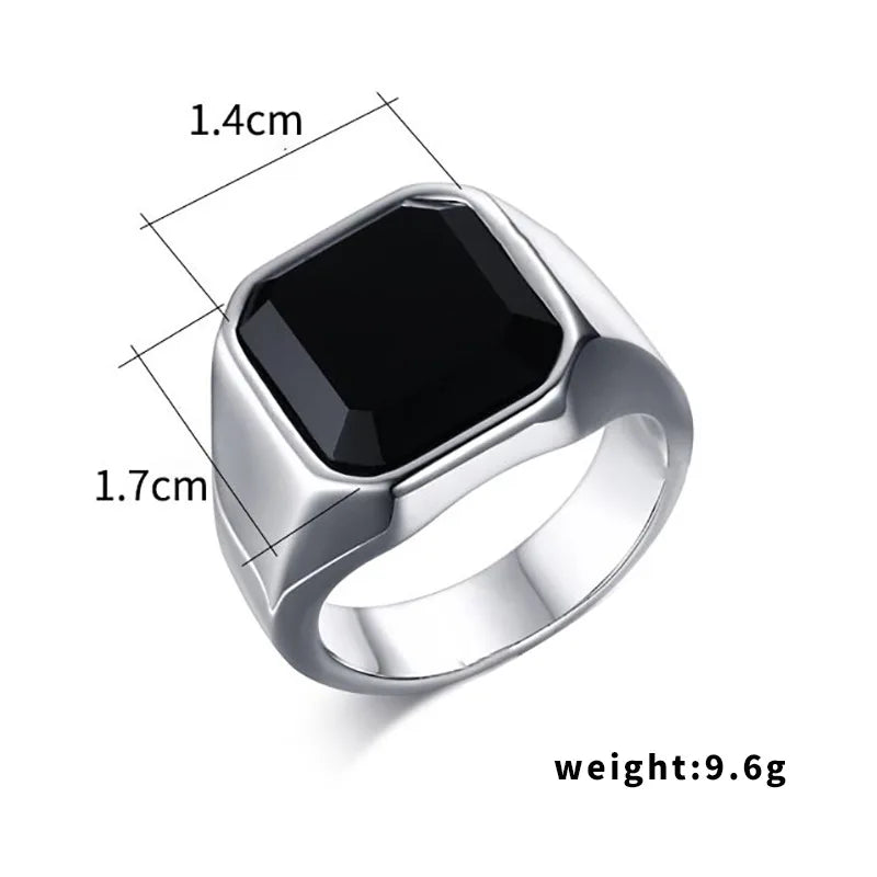 Metal Glossy Rings for Men Geometric Width Signet Square Finger Punk Style Fashion Ring Jewelry Accessories-Dollar Bargains Online Shopping Australia