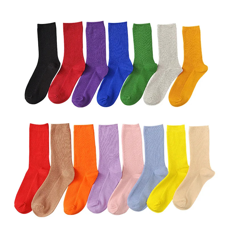 Harajuku Retro Women Lady Cotton Loose Socks Winter In Tube Korean