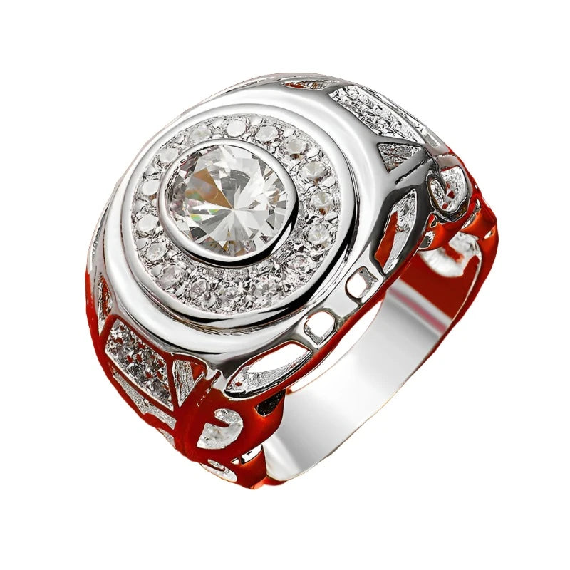 925 Sterling SilverWomen Man Round Large Zircon Ring Fashion Wedding Engagement Charms Party Fine Jewelry-Dollar Bargains Online Shopping Australia