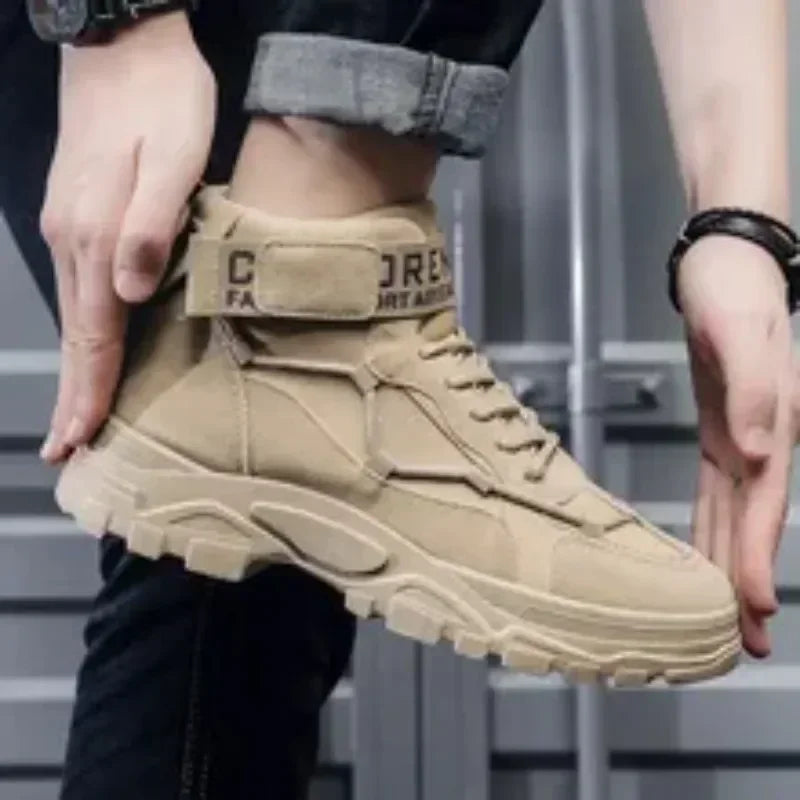 Men's Platform Boots Fashion Desert Boots New Comfortable Non-slip Hiking Shoe High Top All-match Work Boots-Dollar Bargains Online Shopping Australia