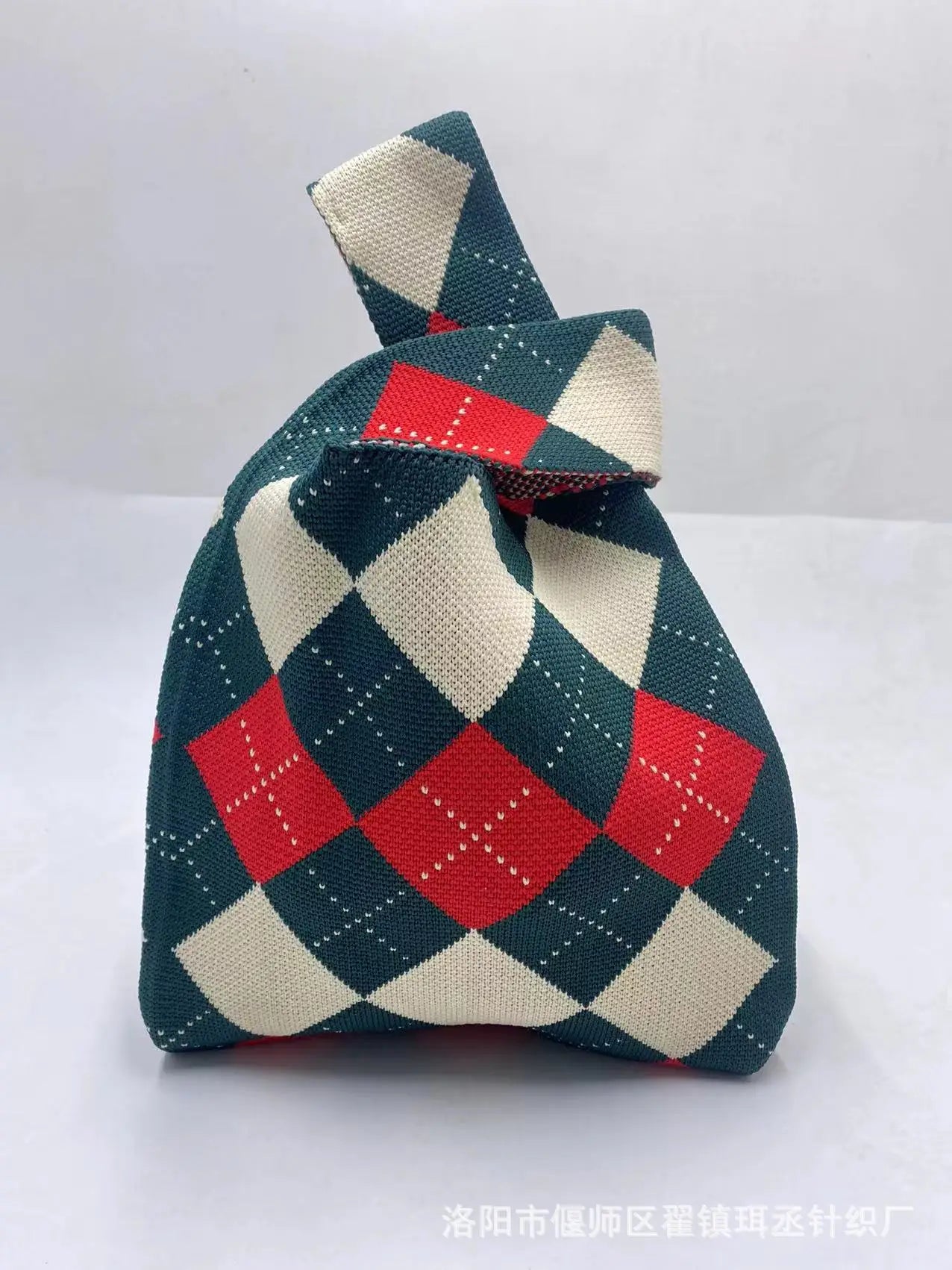 Womens Knot Wrist Bag Handmade Knitted Bag Portable Mini Striped Tote Bucket Phone Bags Large Capacity Autumn Winter Handbags-Dollar Bargains Online Shopping Australia