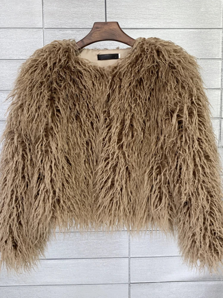 Women Faux Fur Coat Autumn Winter Fluffy Short Coat Faux Fur Jacket-Dollar Bargains Online Shopping Australia