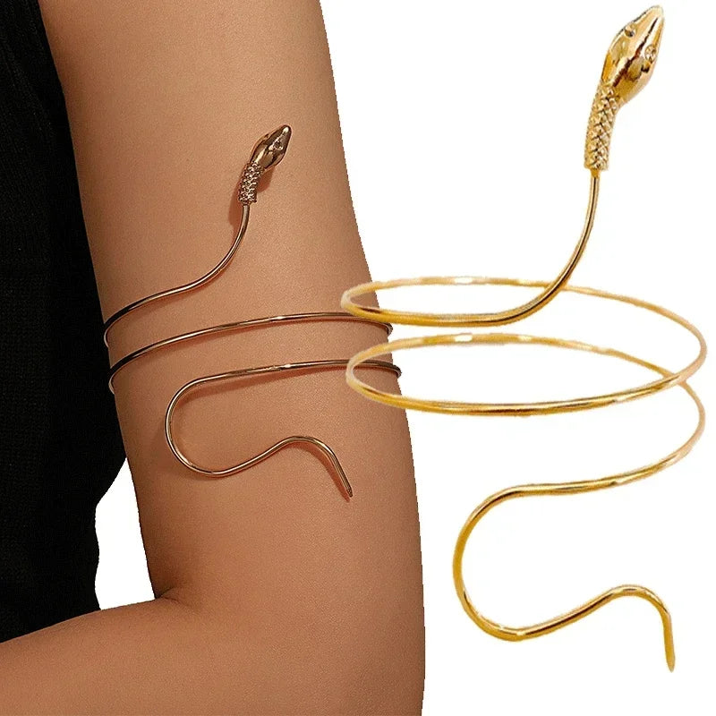 Punk Coiled Snake Spiral Upper Arm Cuff Armlet Armband Bangle Women Jewelry Egypt Swirl Snake Arm Cuff Armlet-Dollar Bargains Online Shopping Australia