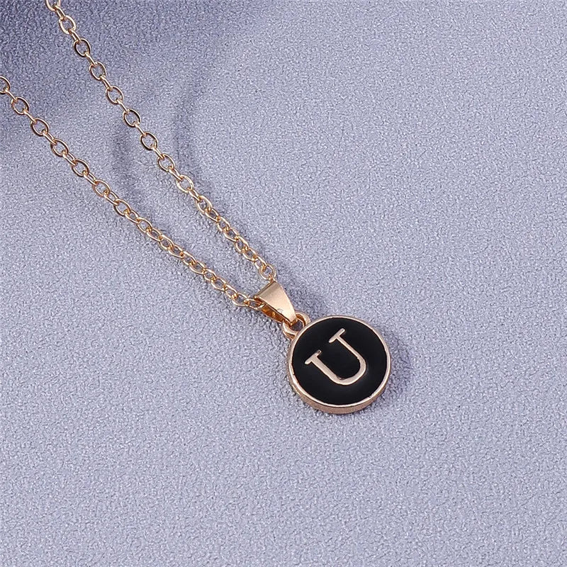 Name Initials Letter Pendant Necklace Enamel A-Z Alphabet Necklaces Girls Birthday Gifts Jewelry Accessories-Dollar Bargains Online Shopping Australia