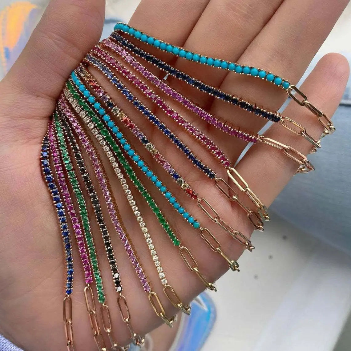 Cubic Zirconia Gold Color Tennis Bracelets For Women Girls Chain Bracelets Jewelry