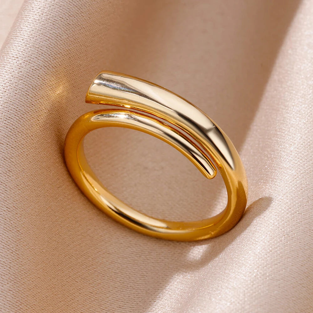 Stainless Steel Rings For Women Men Gold Color Open Gothic Geometric Ring Female Male Fashion Engagement Wedding Party Jewelry-Dollar Bargains Online Shopping Australia