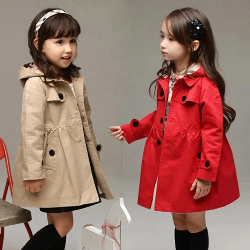 Children Girls Sweatshirt Long Style Hooded Coat for Girl Kids Jacket Red Windbreaker Coat-Dollar Bargains Online Shopping Australia