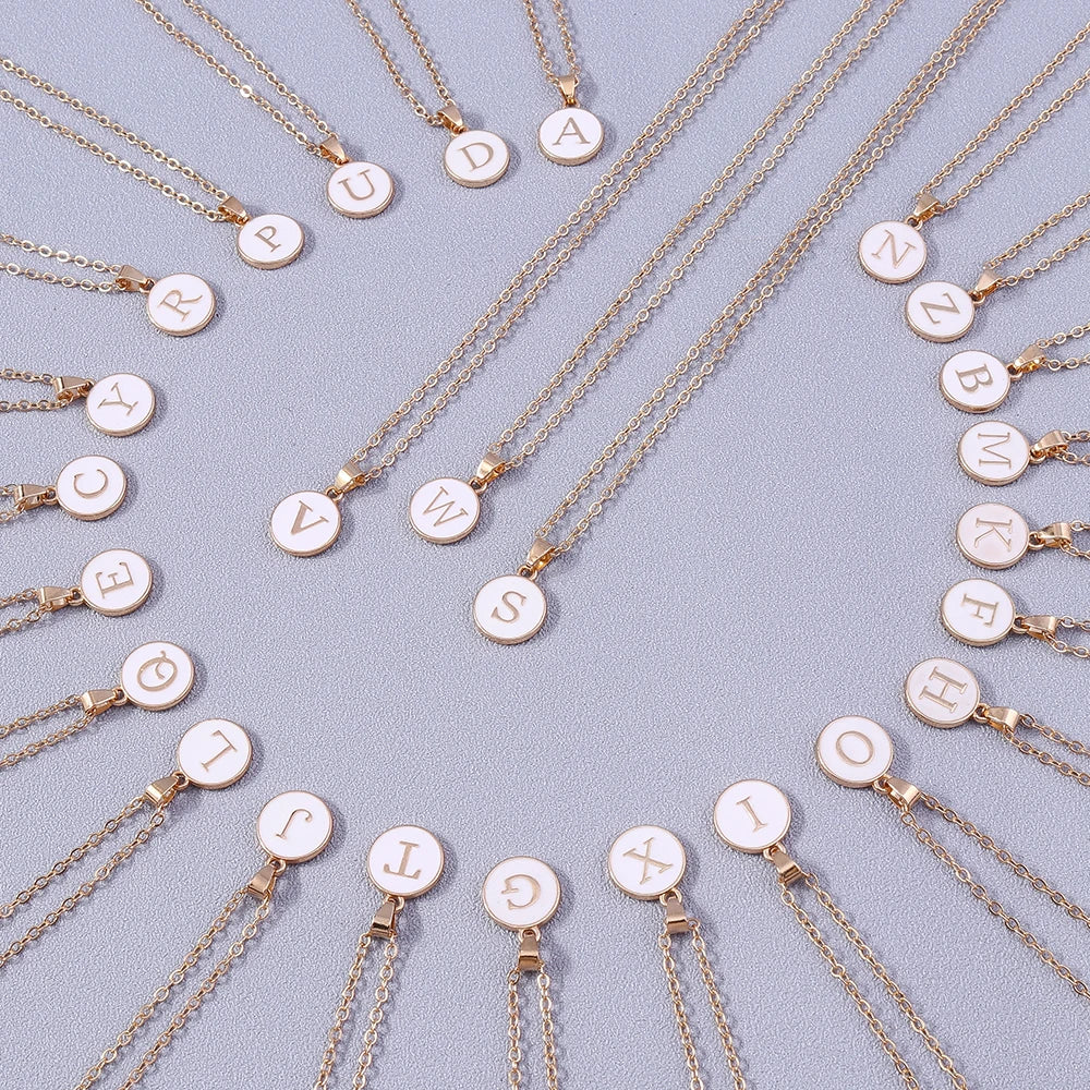 Name Initials Letter Pendant Necklace Enamel A-Z Alphabet Necklaces Girls Birthday Gifts Jewelry Accessories-Dollar Bargains Online Shopping Australia