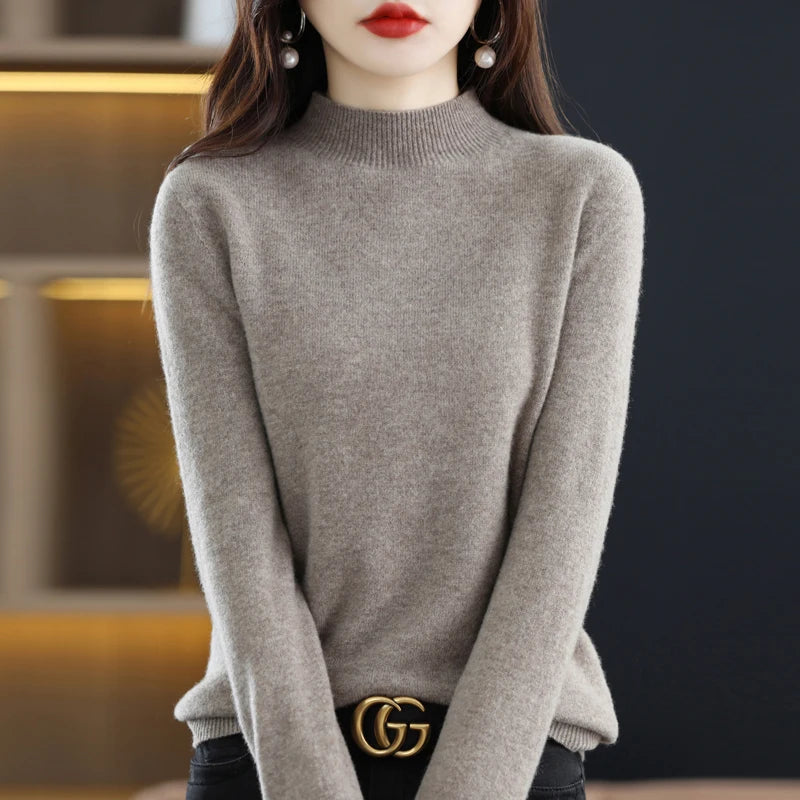 100% Pure Wool Half-neck Pullover Cashmere Sweater Women's Casual Knit Top-Dollar Bargains Online Shopping Australia