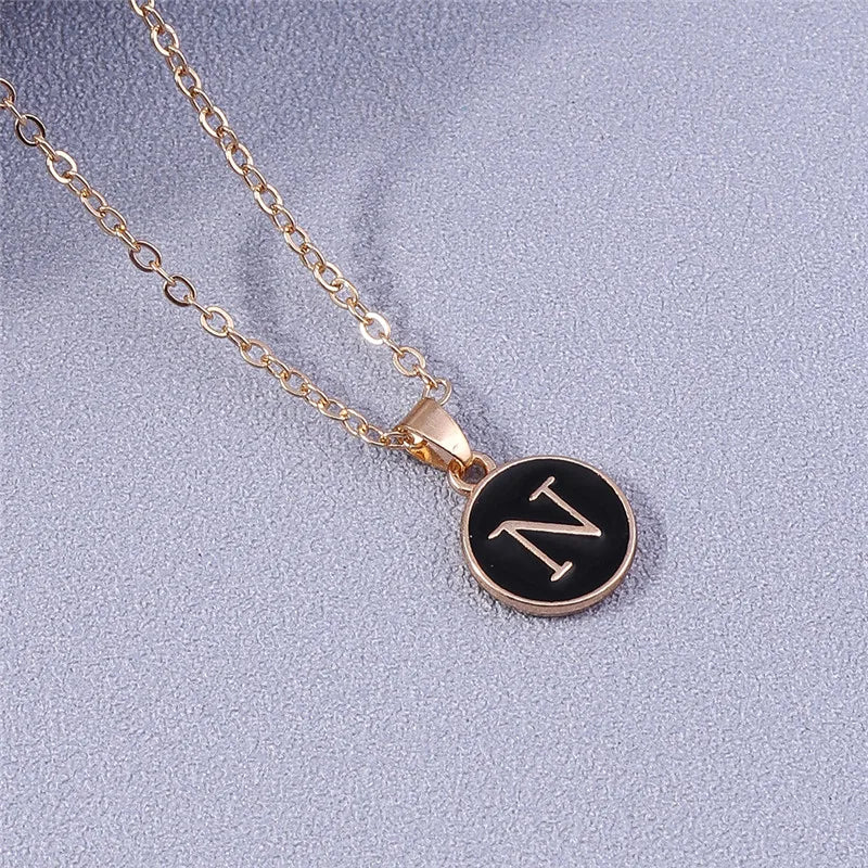 Name Initials Letter Pendant Necklace Enamel A-Z Alphabet Necklaces Girls Birthday Gifts Jewelry Accessories-Dollar Bargains Online Shopping Australia