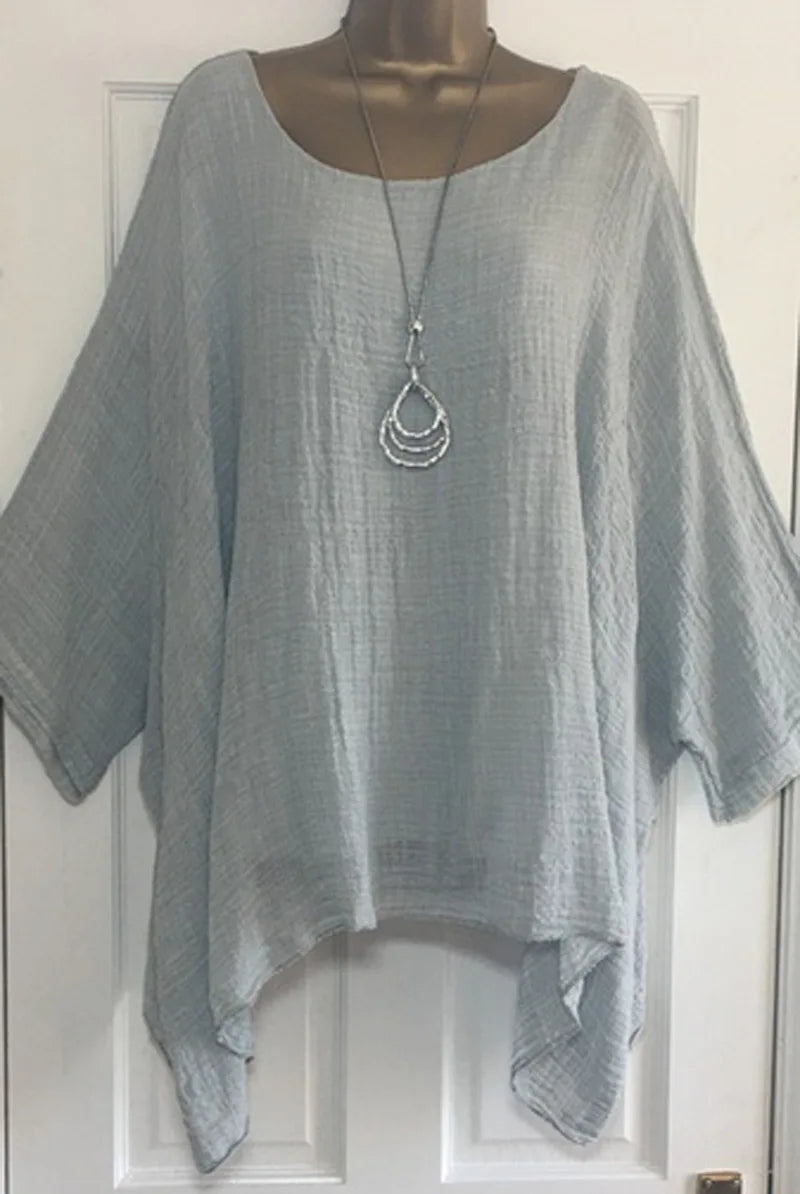 Womens Batwing Sleeve Solid Color Loose O-Neck 3/4 Sleeve Casual Elegance Blouse Ladies Top-Dollar Bargains Online Shopping Australia