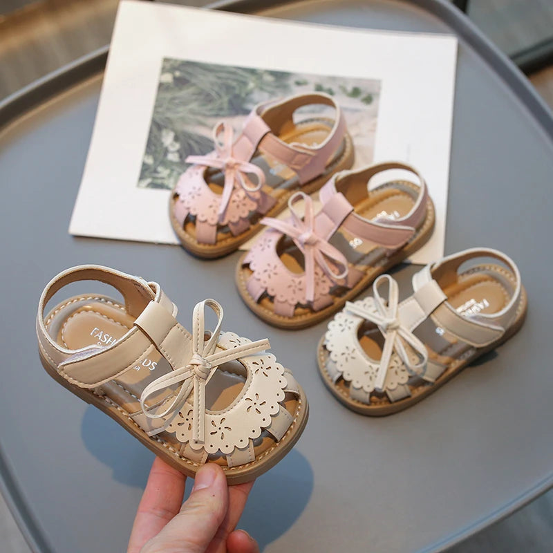 Summer Baby Girls Sandals Cut-Outs Lace Princess Shoes Children Sandals Anti Slip Soft Sole Toddler Kids Beach Shoes-Dollar Bargains Online Shopping Australia