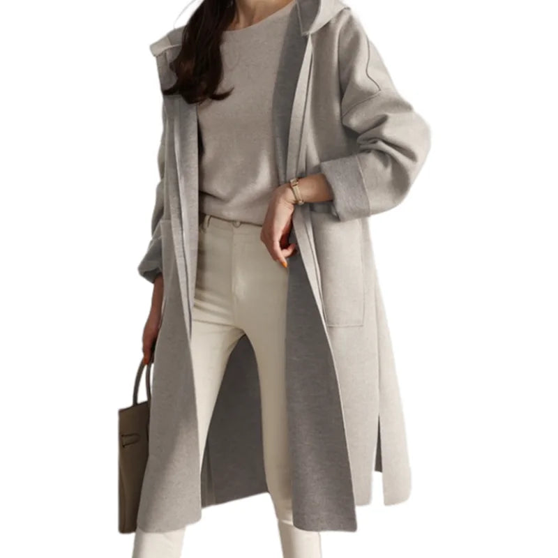 Plus-size Hooded Women's Windbreaker Casual Loose Turndown Collar Top Trenchcoat Laydies Woolen Overcoat For Spring Autumn S-3XL-Dollar Bargains Online Shopping Australia
