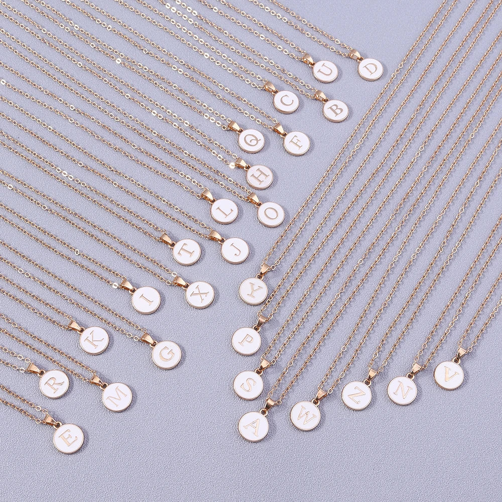 Name Initials Letter Pendant Necklace Enamel A-Z Alphabet Necklaces Girls Birthday Gifts Jewelry Accessories-Dollar Bargains Online Shopping Australia