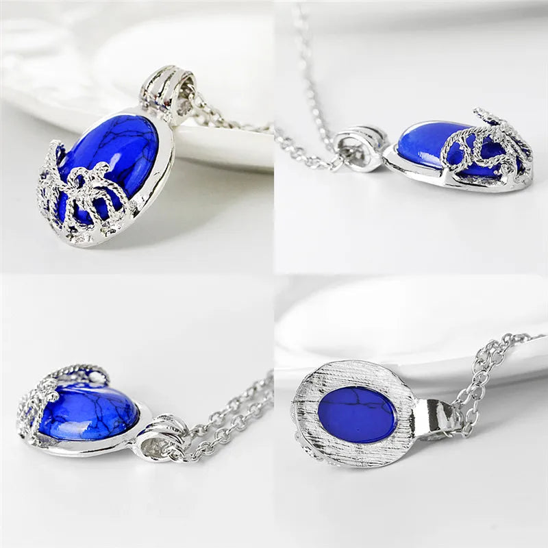 Necklace Vintage Katherine Pendant Fashion Movie Jewelry Cosplay For Women Lapis Lazuli Pendant