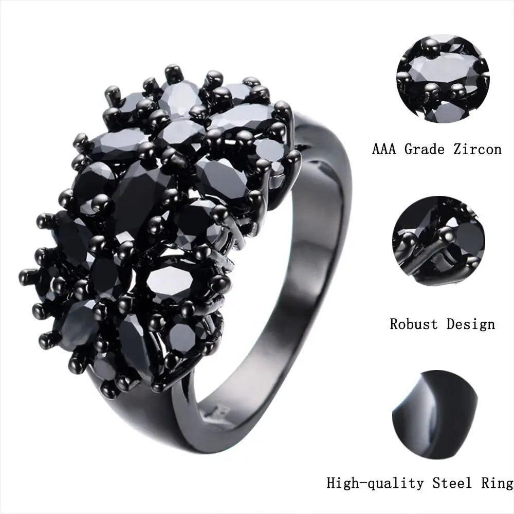 Luxury Rings Unique Female Black Oval Inlaid Cross Border Rings Vintage Big Wedding Rings For Women Men Jewelry Gift Fashion-Dollar Bargains Online Shopping Australia