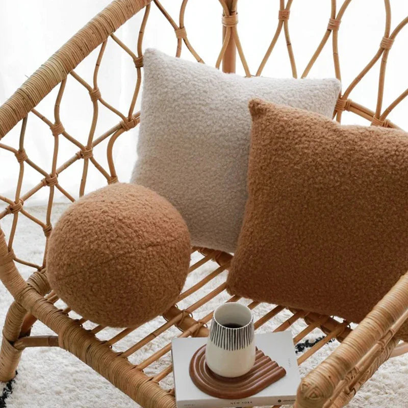 Teddy Boucle Throw Pillows Throw Pillow Case 45*45 Decorative Pillows For Sofa For Living Room Decorative Cojines