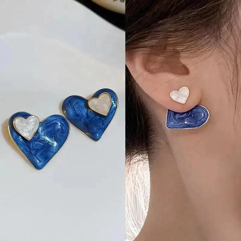 925 Silver Needle Korean Fashion Imitation Pear Earrings For Women Jewelry Luxury Women's Heart Stud Earrings-Dollar Bargains Online Shopping Australia