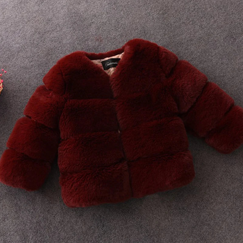 New Girls Winter Fur Coat Elegant Teenage Girl Faux Fur Jackets Thick Coats Warm Parkas Children Outerwear 1-10Yrs Girls Clothes-Dollar Bargains Online Shopping Australia