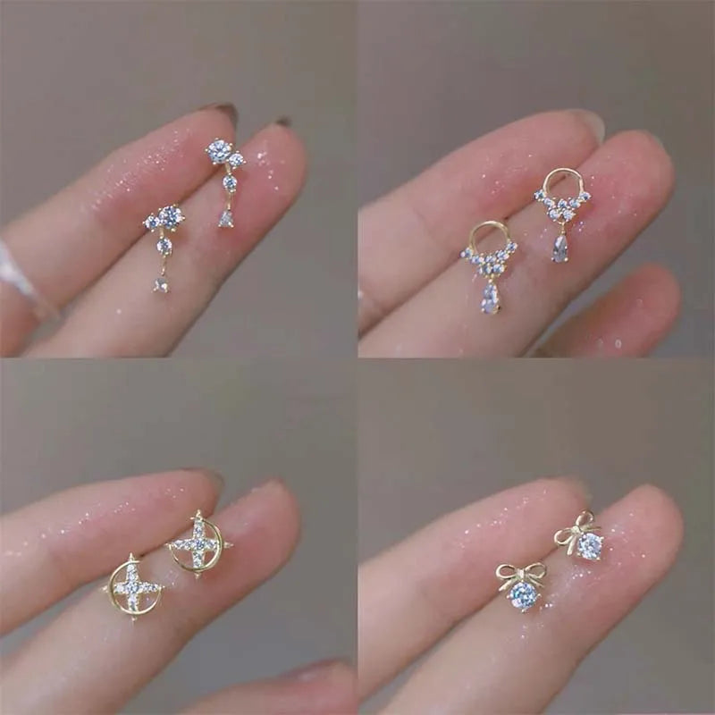 925 Silver Needle Zircon Earrings Hypoallergenic Fashion Ear Studs Female Pendant Tassel Pendant Earrings for Women Jewelry Gift-Dollar Bargains Online Shopping Australia