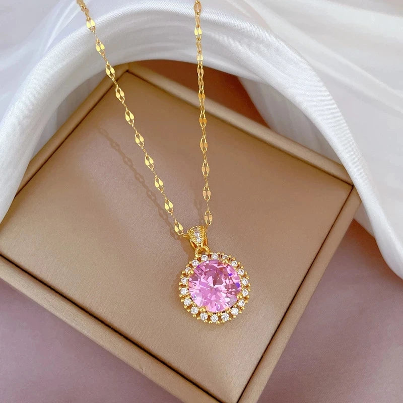 Design Heart Flower Zircon Pendant Necklace for Women Girls Elegant Luxury Jewelry-Dollar Bargains Online Shopping Australia