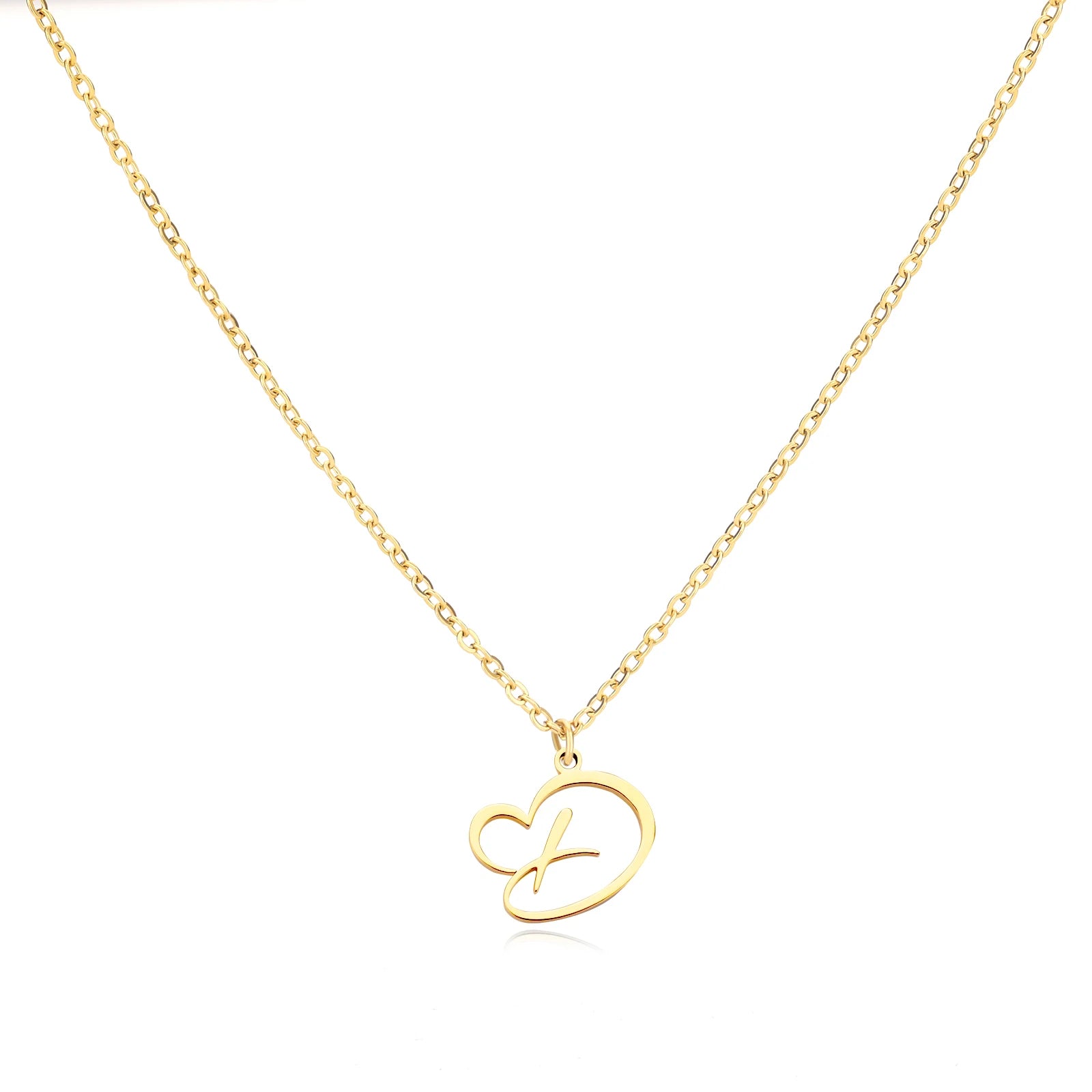 Heart Initial Letter Necklace for Women Gold Color Stainless Steel Necklace Jewelry Wedding Birthday-Dollar Bargains Online Shopping Australia