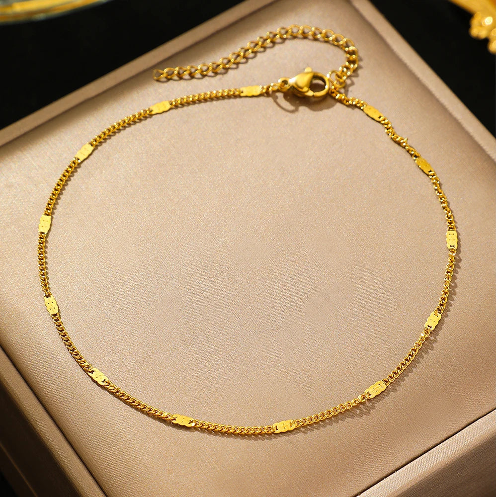 Stainless Steel Anklet Light Luxury Sequin Chain Fine Delicate Anklet For Women Jewelry-Dollar Bargains Online Shopping Australia
