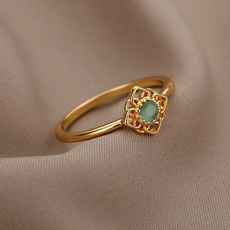Stainless Steel Heart Rings for Women Vintage Gold Color Twist Barbed Wire Finger Ring Aesthetic Jewelry Gifts-Dollar Bargains Online Shopping Australia