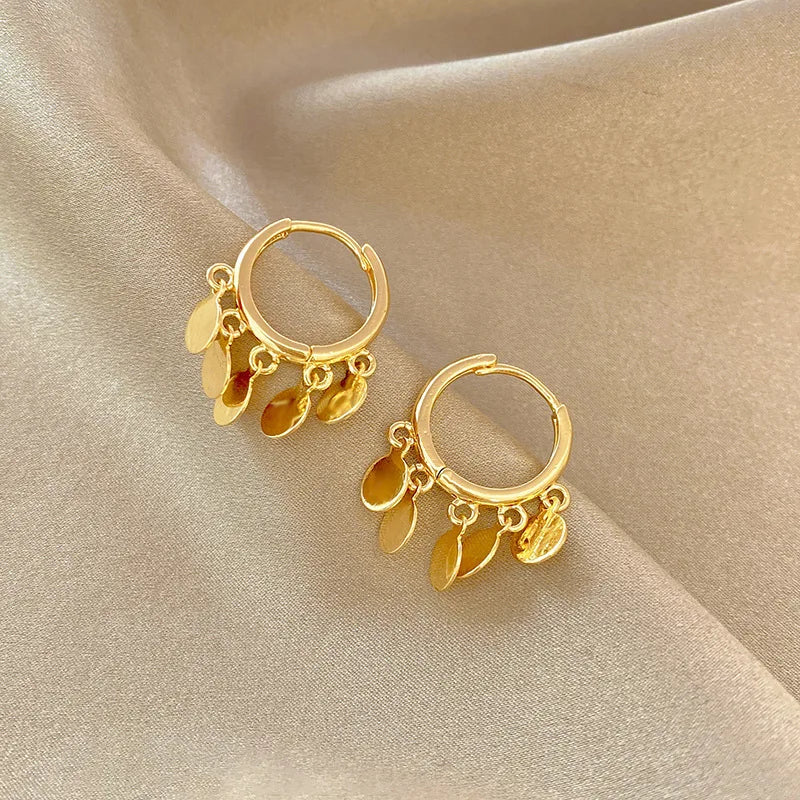 2PCS/Set Fashion Gold Color Hoop Earrings for Women Korean Design Crystal Pearl Dangle Earring Jewelry-Dollar Bargains Online Shopping Australia