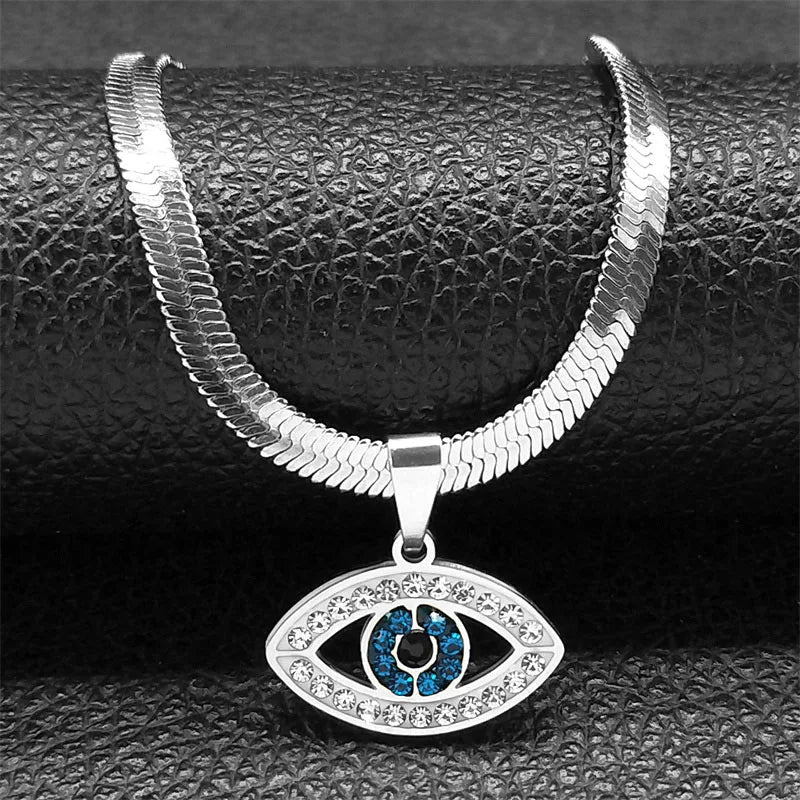 Vintage Crystal Evil Demon Eye Choker Necklaces for Women Stainless Steel Gold Plated Necklaces Jewelry-Dollar Bargains Online Shopping Australia