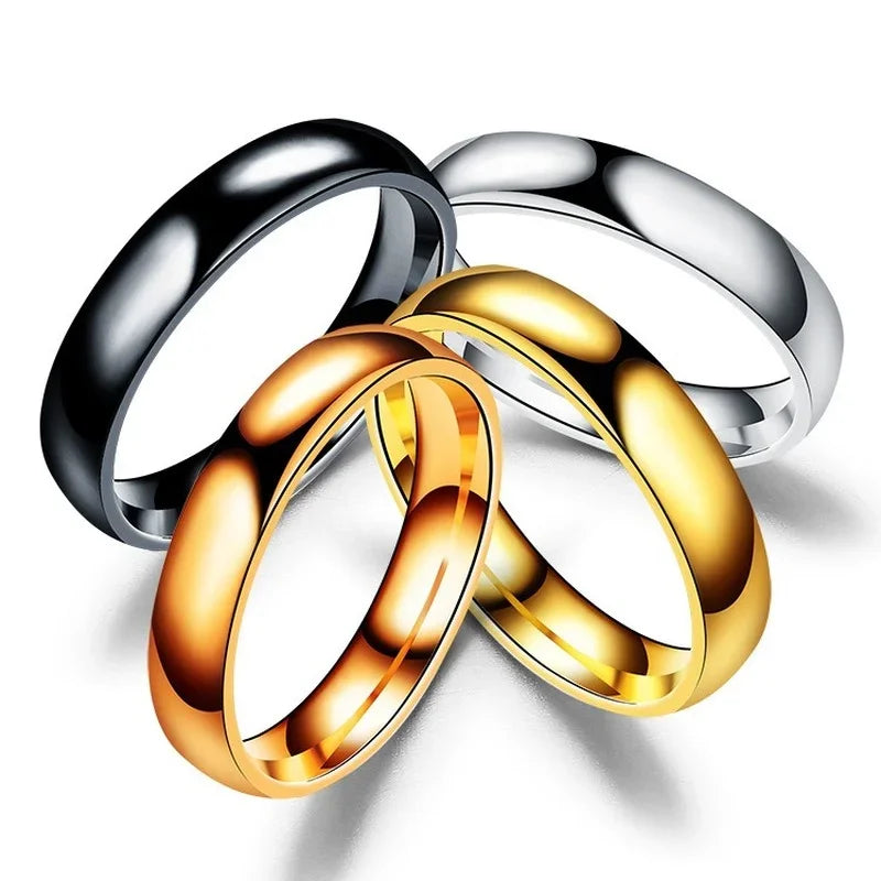 Simple 4mm 6mm Titanium Ring Women Men Prevent Allergy High Polished Wedding Rings Stainless Steel Couple Finger Jewelry Gifts-Dollar Bargains Online Shopping Australia