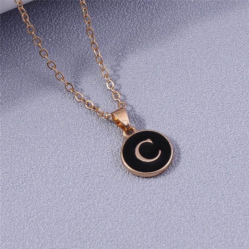 Name Initials Letter Pendant Necklace Enamel A-Z Alphabet Necklaces Girls Birthday Gifts Jewelry Accessories-Dollar Bargains Online Shopping Australia